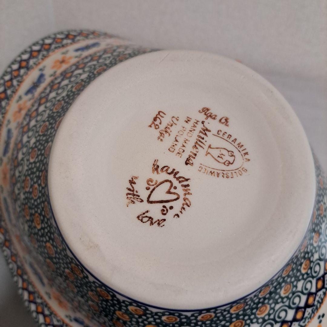 希少ミレナ　ポーリッシュポタリーのバスケット蝶々とお花たち