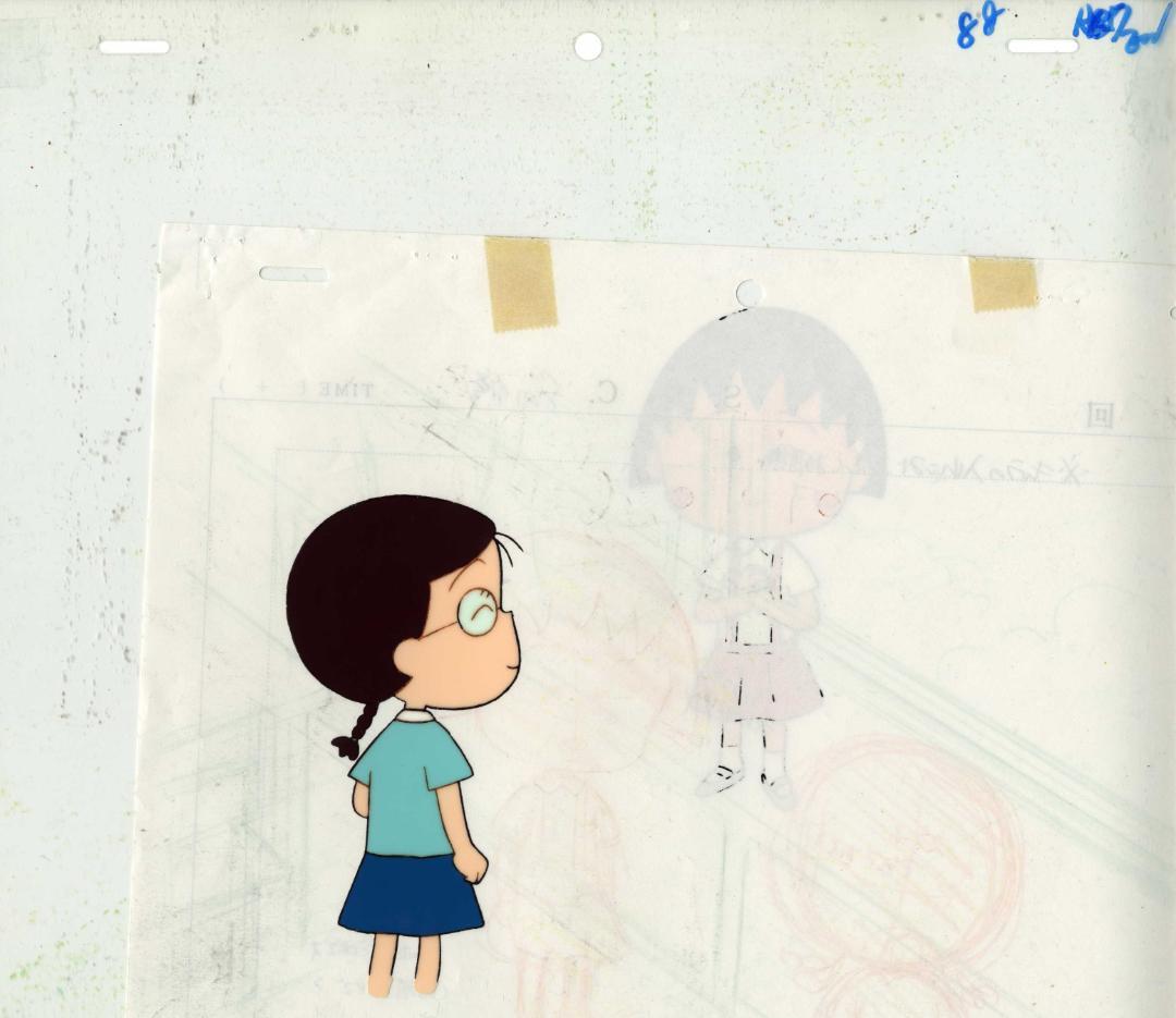 ちびまる子ちゃん まる子 たまえ セル画 手書き背景 レイアウト付