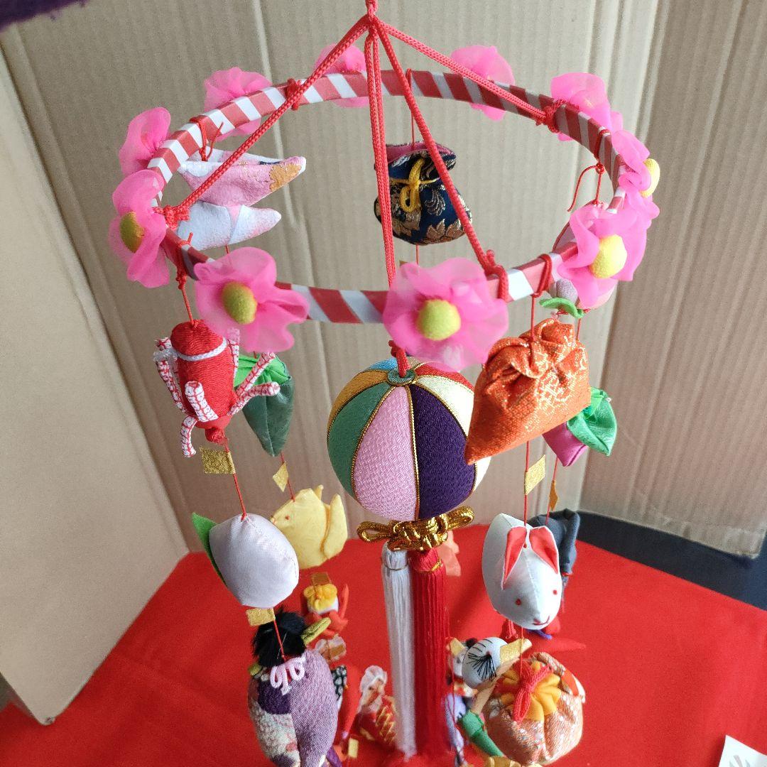 雛人形　雛道具　(お被布、吊るし雛、赤い毛氈)3点セット