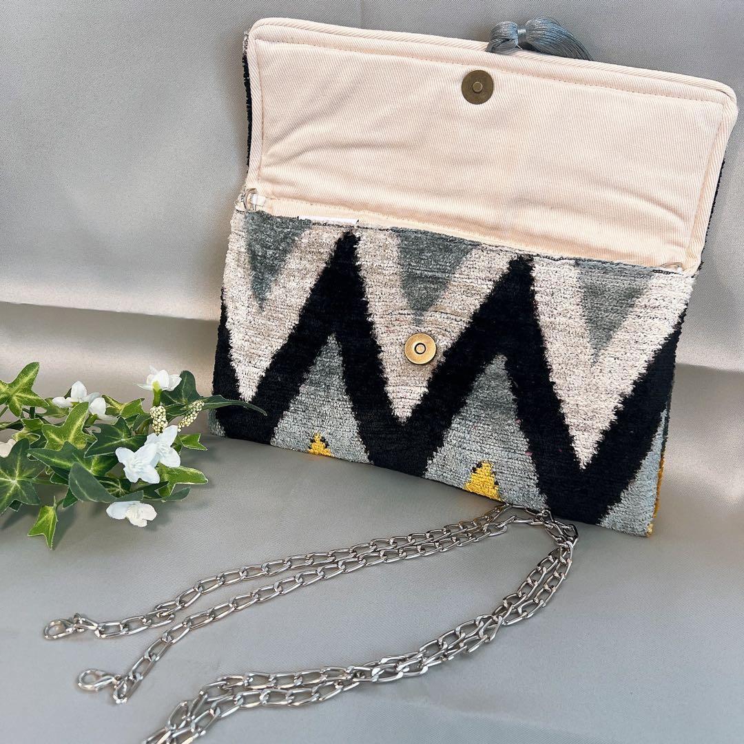 クラッチバッグ イカットbag シルクベルベット ショルダーバッグ トルコ輸入