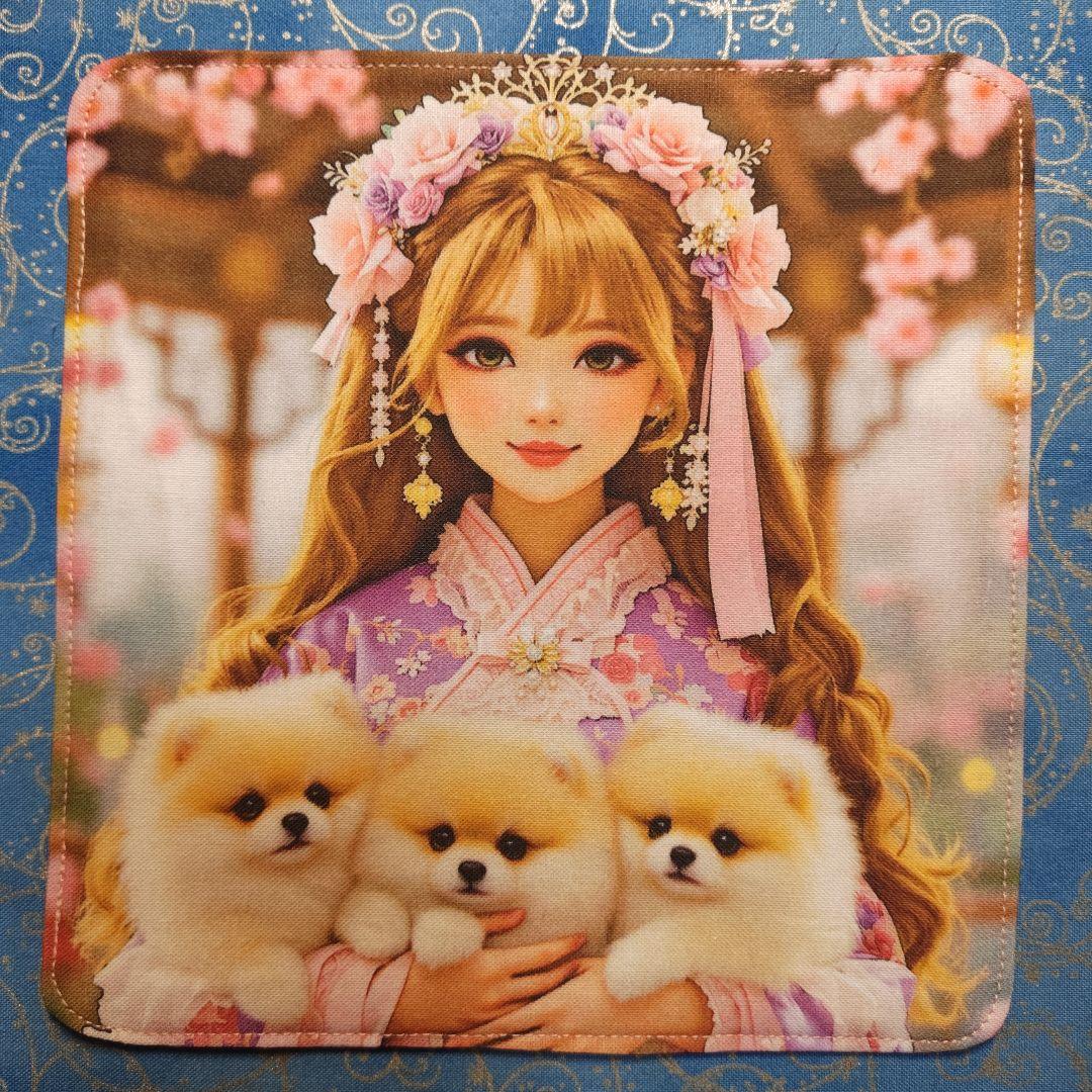 ご確認用　yourelie 　4重ハンカチ　ポメラニアンちゃん柄　18枚