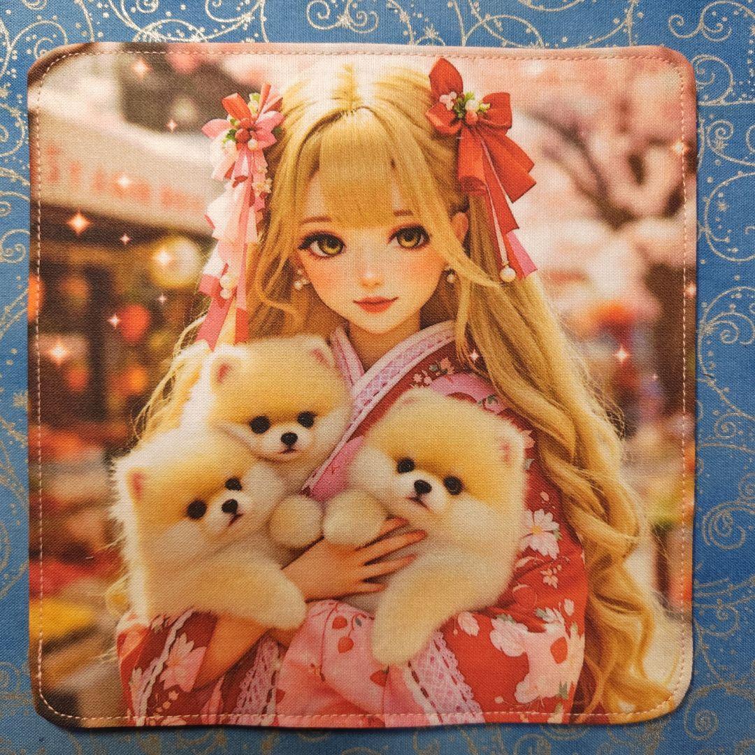 ご確認用　yourelie 　4重ハンカチ　ポメラニアンちゃん柄　18枚