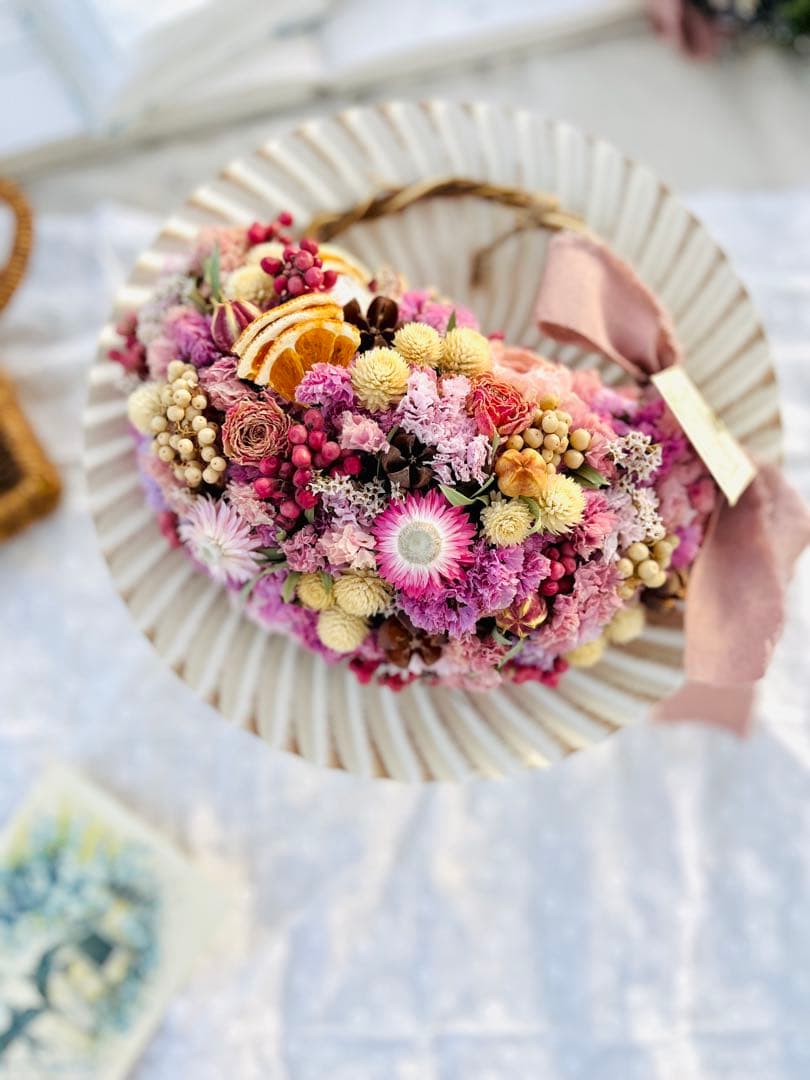 リース　ドライフラワー　ドライフラワーリース　スワッグ　ブーケ　フライングリース