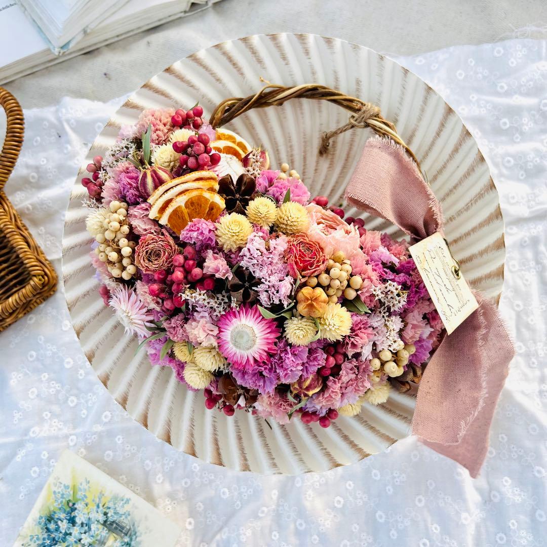 リース　ドライフラワー　ドライフラワーリース　スワッグ　ブーケ　フライングリース