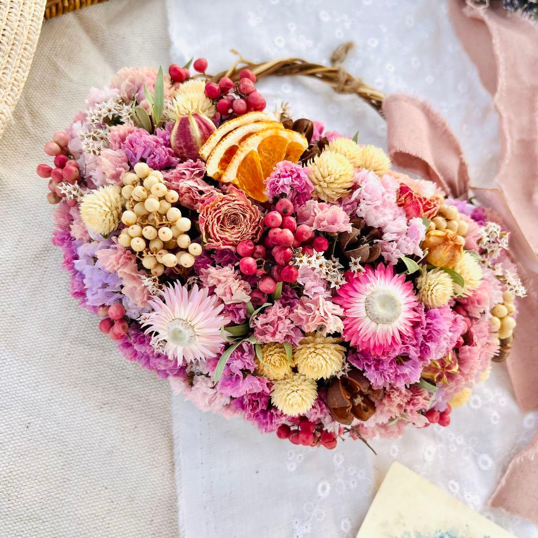リース　ドライフラワー　ドライフラワーリース　スワッグ　ブーケ　フライングリース