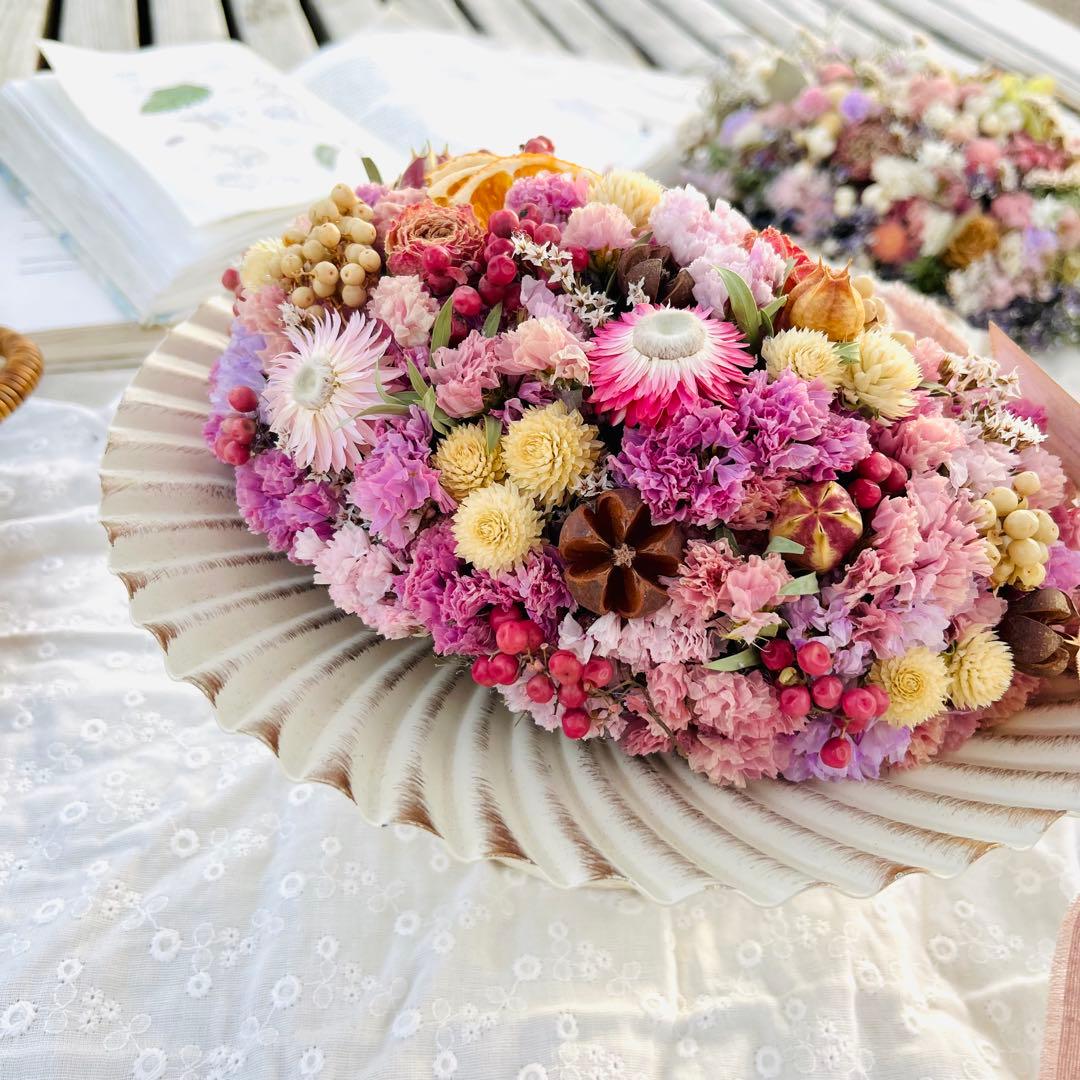 リース　ドライフラワー　ドライフラワーリース　スワッグ　ブーケ　フライングリース