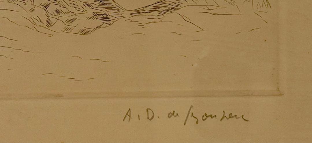 デュノワイエ「Sunbather」銅版画 裸婦図直筆 限定版 額装 #246