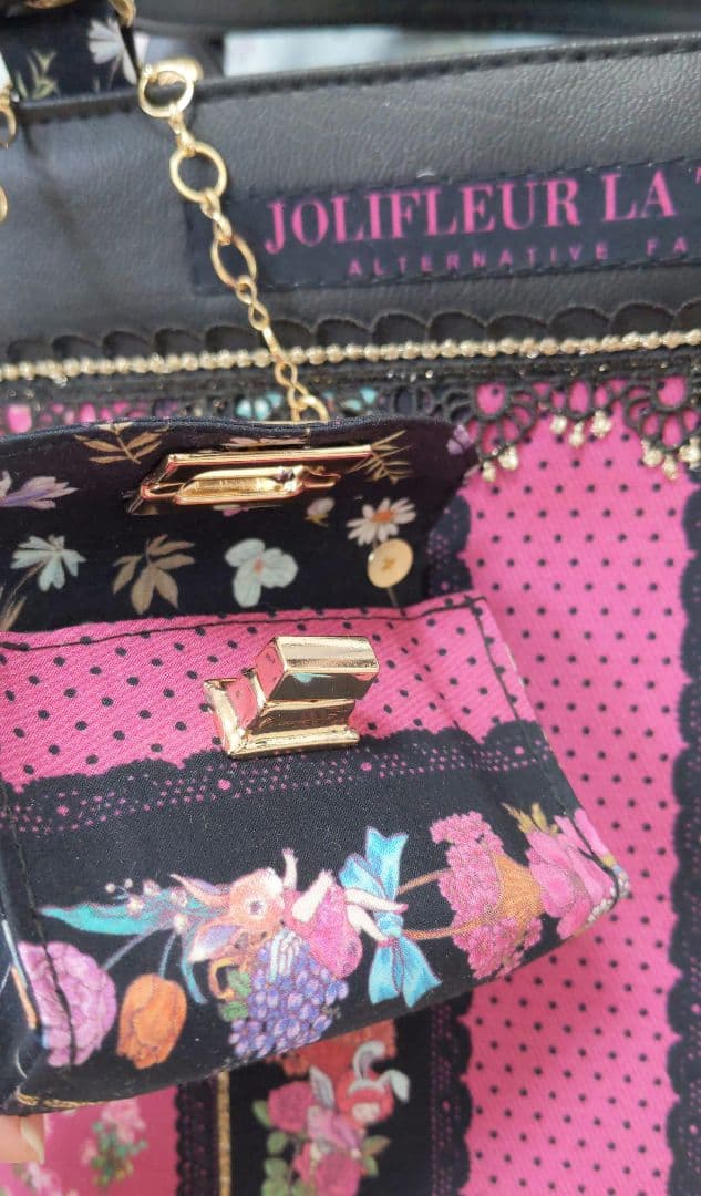 ジョリーフルール　トートバッグ&ミニミニバッグチャーム&フラットポーチ3点セット