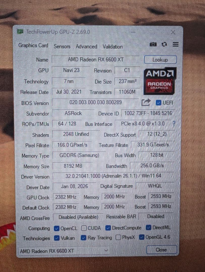 ASROCK RX 6600 XT グラフィックボード