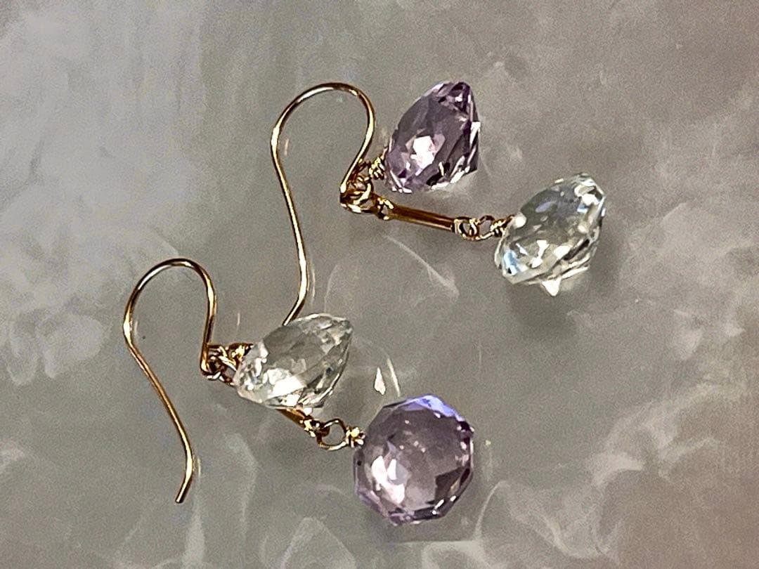 宝石質 コンケープ ピンクアメジスト×グリーンアメジスト