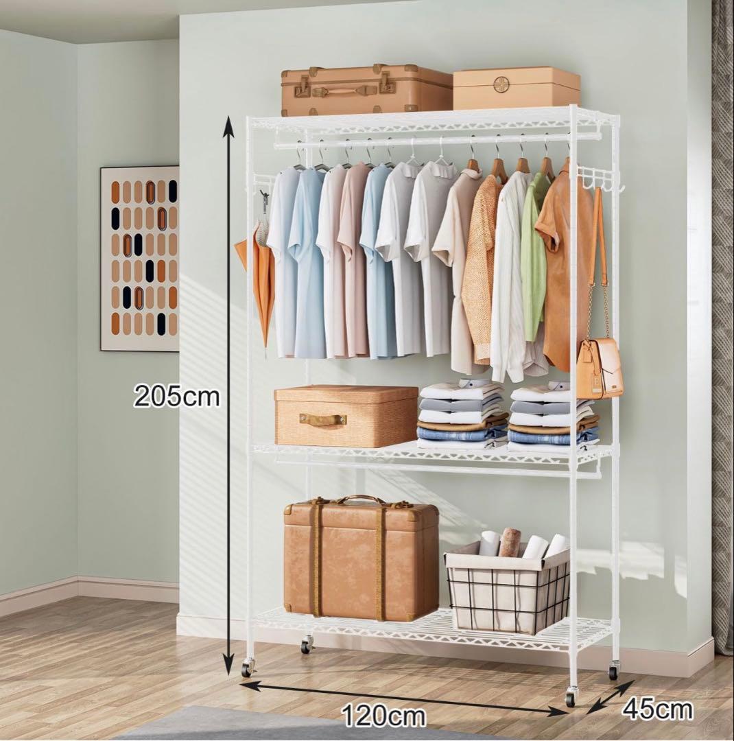 ハンガーラック ワードローブ キャスター付 洋服ラック 洋服掛け スチールラック