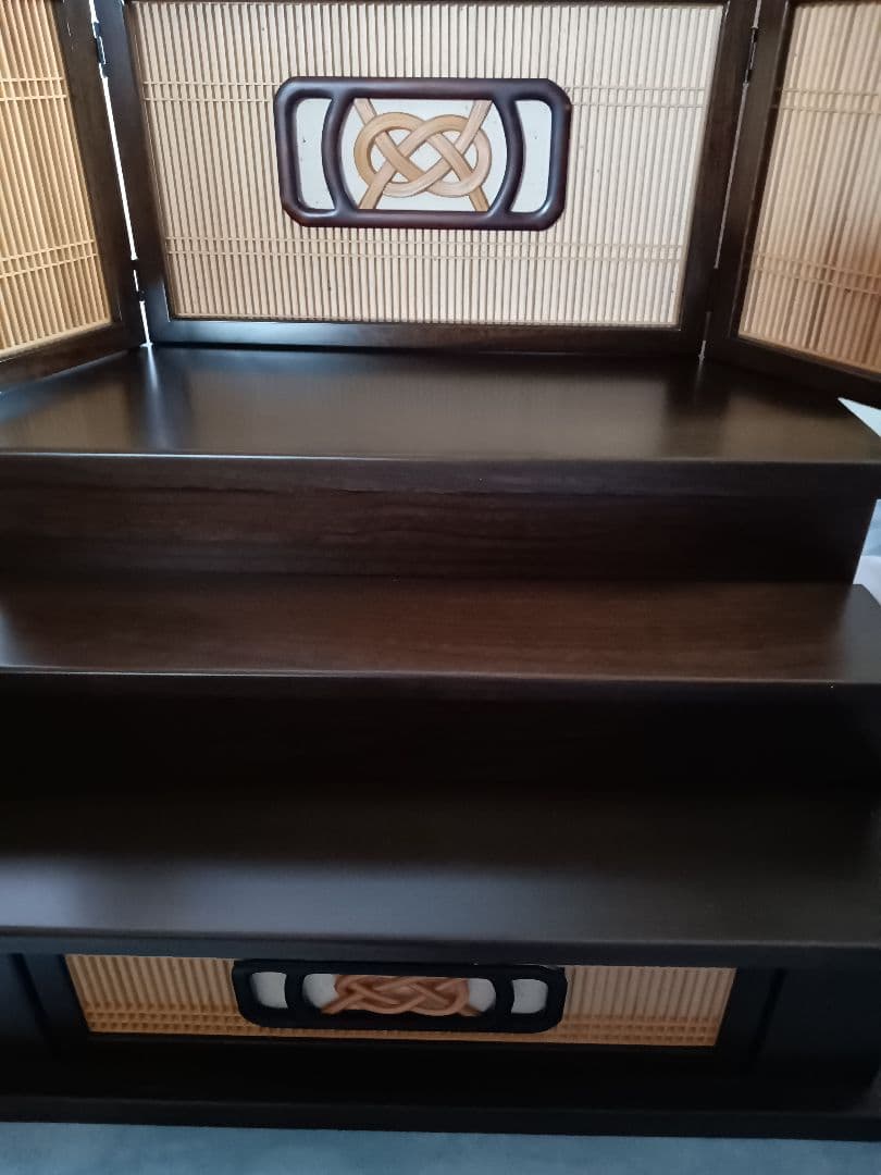 雛人形用台　和風　3段 後ろに収納できるタイプ