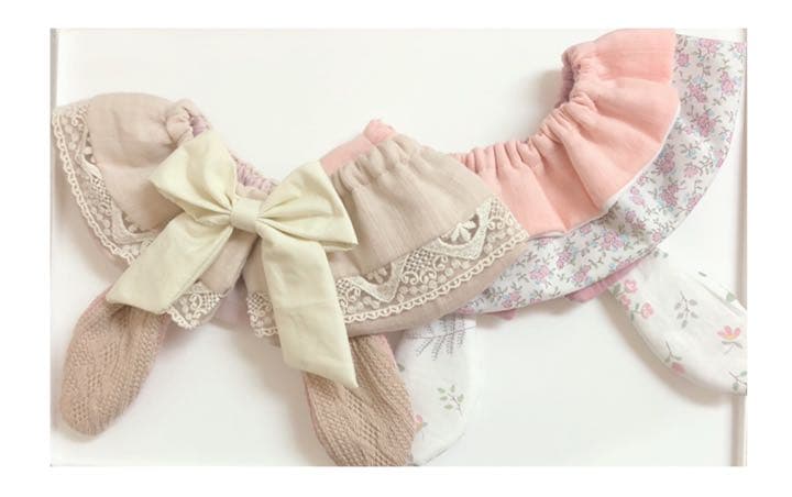 ハンドメイドスタイ　うさみみ　ナチュラルレーススタイ　まぁちゃん