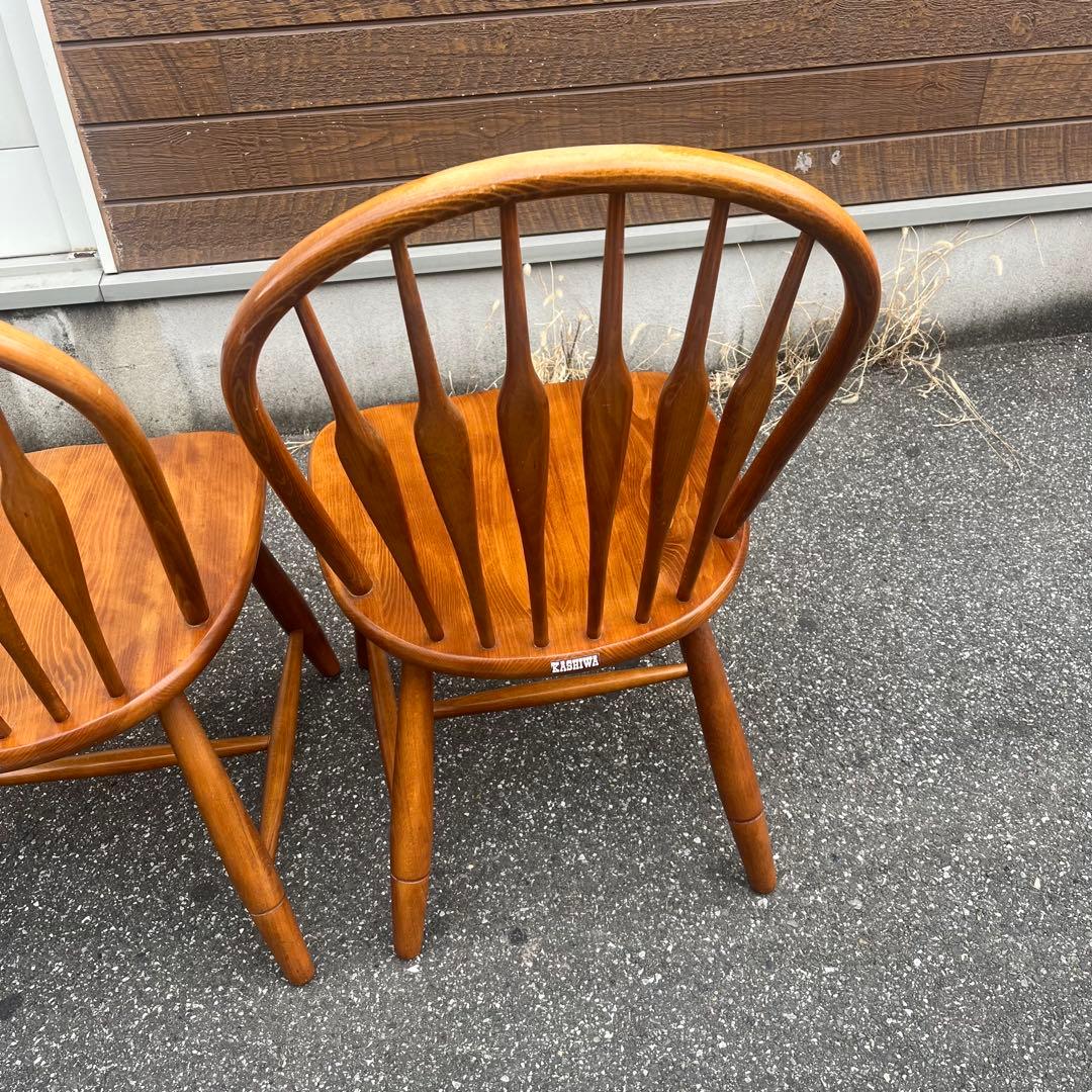 柏木工 ウィンザーチェア 木製無垢材 フープバック アローバック 飛騨高山　2脚