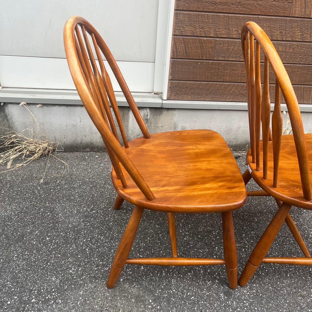 柏木工 ウィンザーチェア 木製無垢材 フープバック アローバック 飛騨高山　2脚