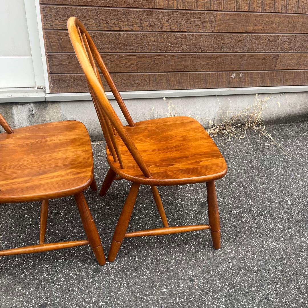柏木工 ウィンザーチェア 木製無垢材 フープバック アローバック 飛騨高山　2脚