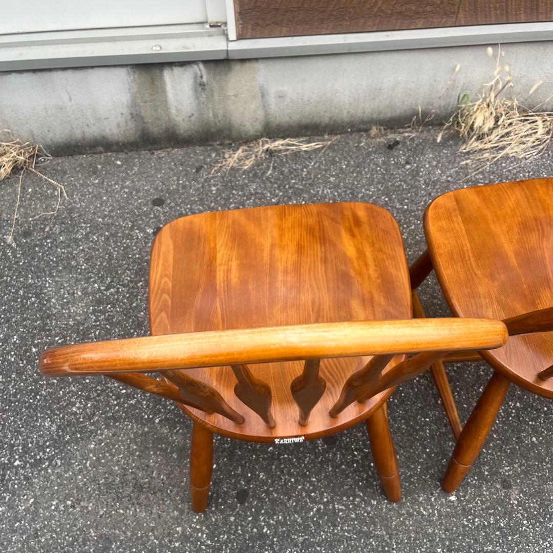 柏木工 ウィンザーチェア 木製無垢材 フープバック アローバック 飛騨高山　2脚