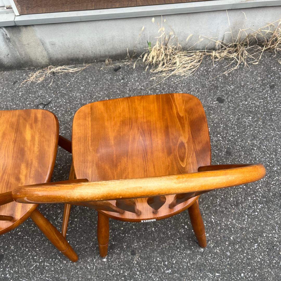 柏木工 ウィンザーチェア 木製無垢材 フープバック アローバック 飛騨高山　2脚