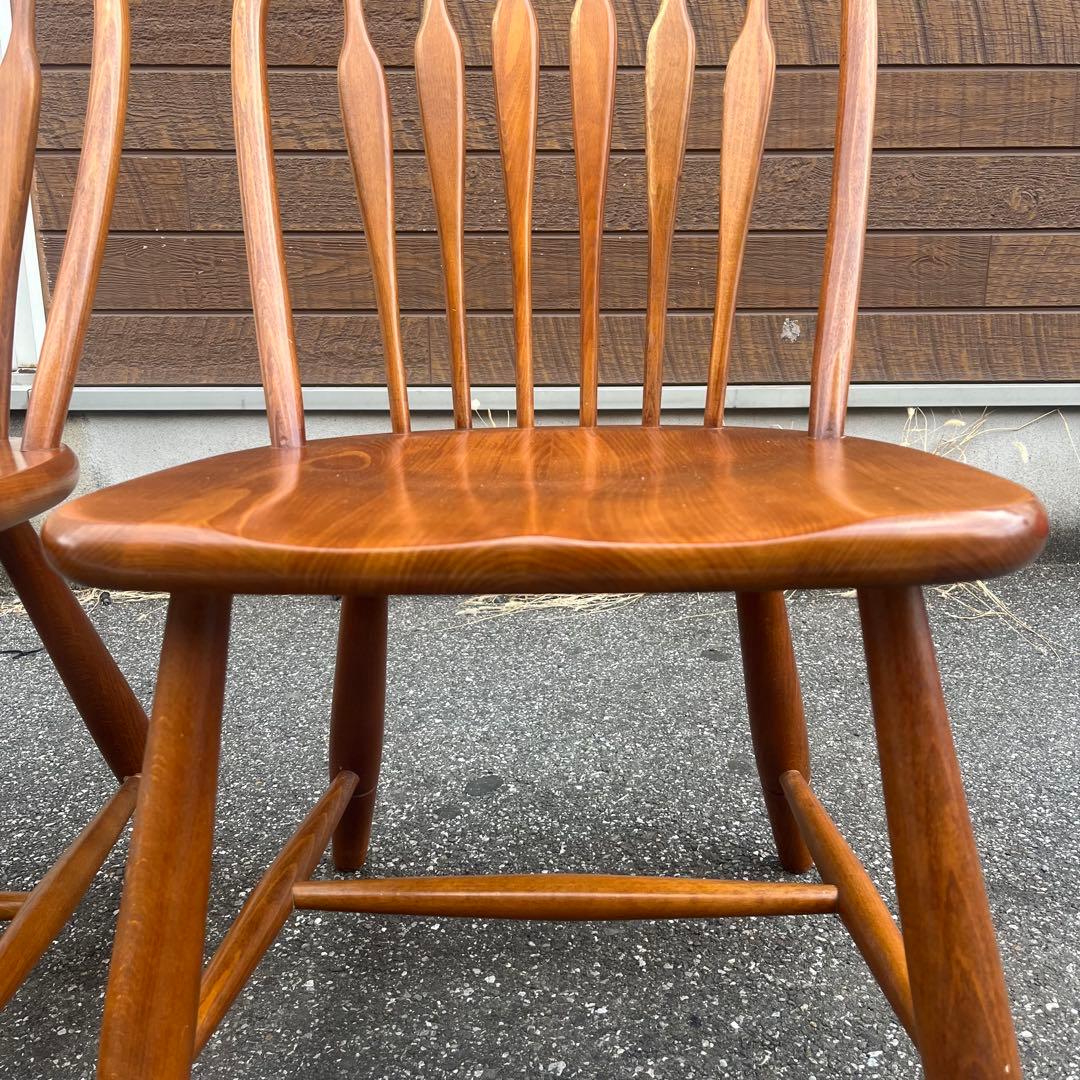 柏木工 ウィンザーチェア 木製無垢材 フープバック アローバック 飛騨高山　2脚