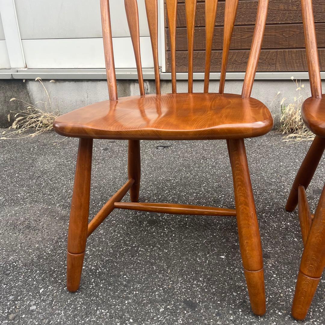 柏木工 ウィンザーチェア 木製無垢材 フープバック アローバック 飛騨高山　2脚