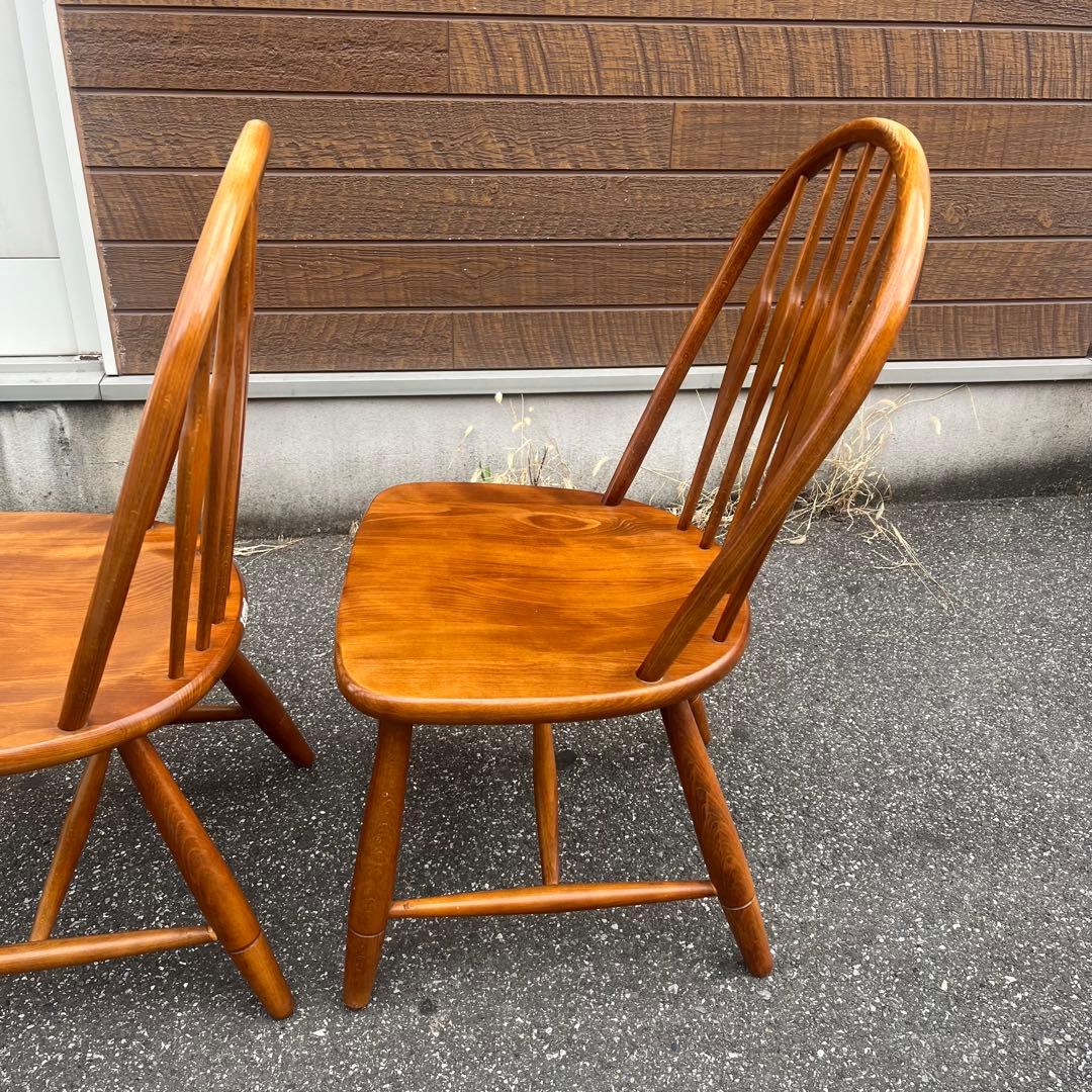 柏木工 ウィンザーチェア 木製無垢材 フープバック アローバック 飛騨高山　2脚