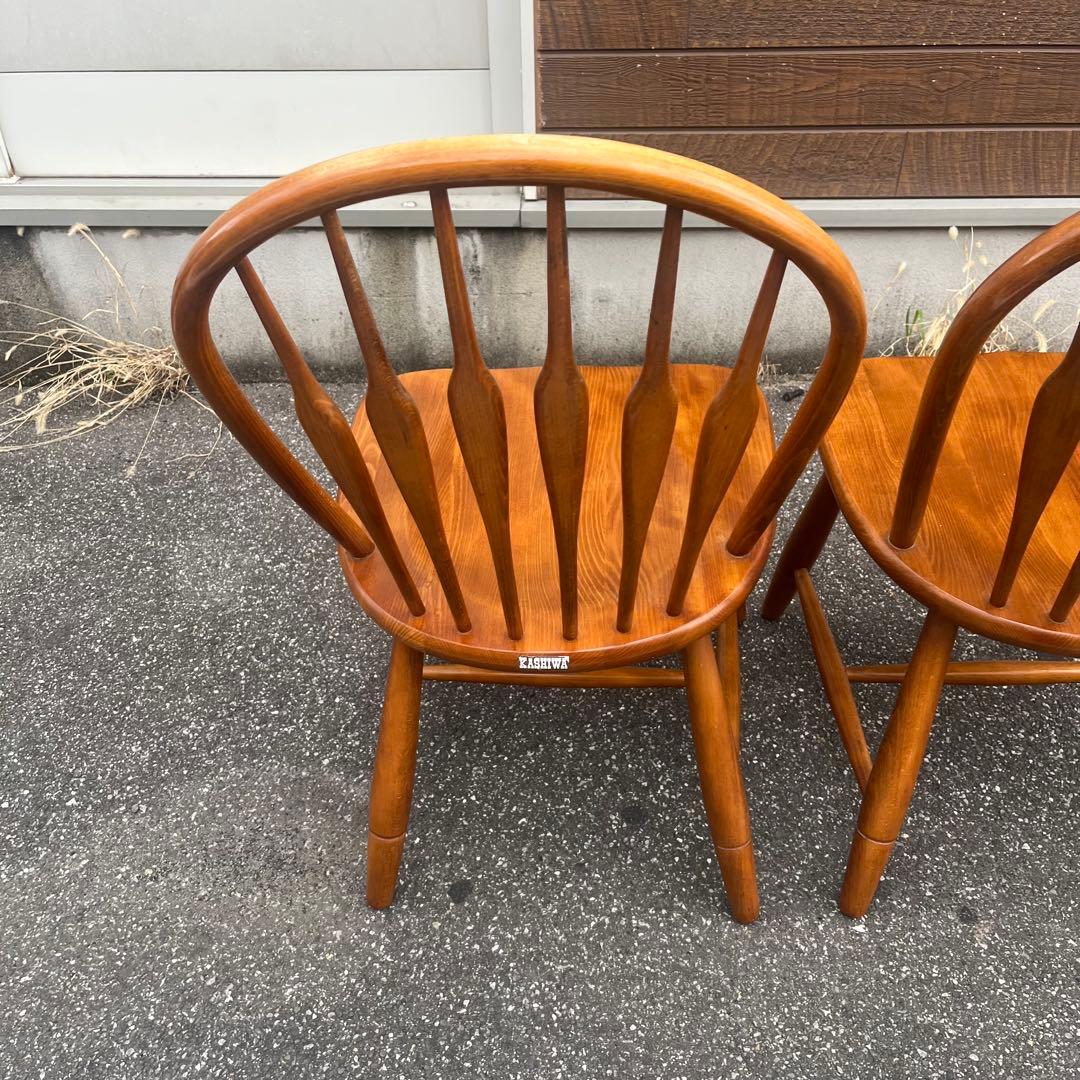 柏木工 ウィンザーチェア 木製無垢材 フープバック アローバック 飛騨高山　2脚
