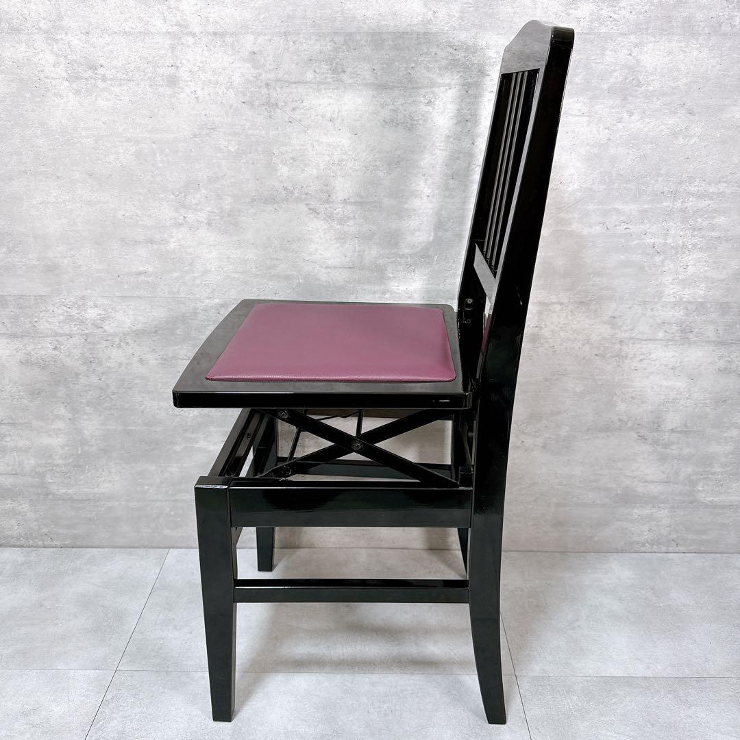 【美品】ピアノ椅子 トムソン椅子 高さ調整可能 アップライトピアノ【K678】