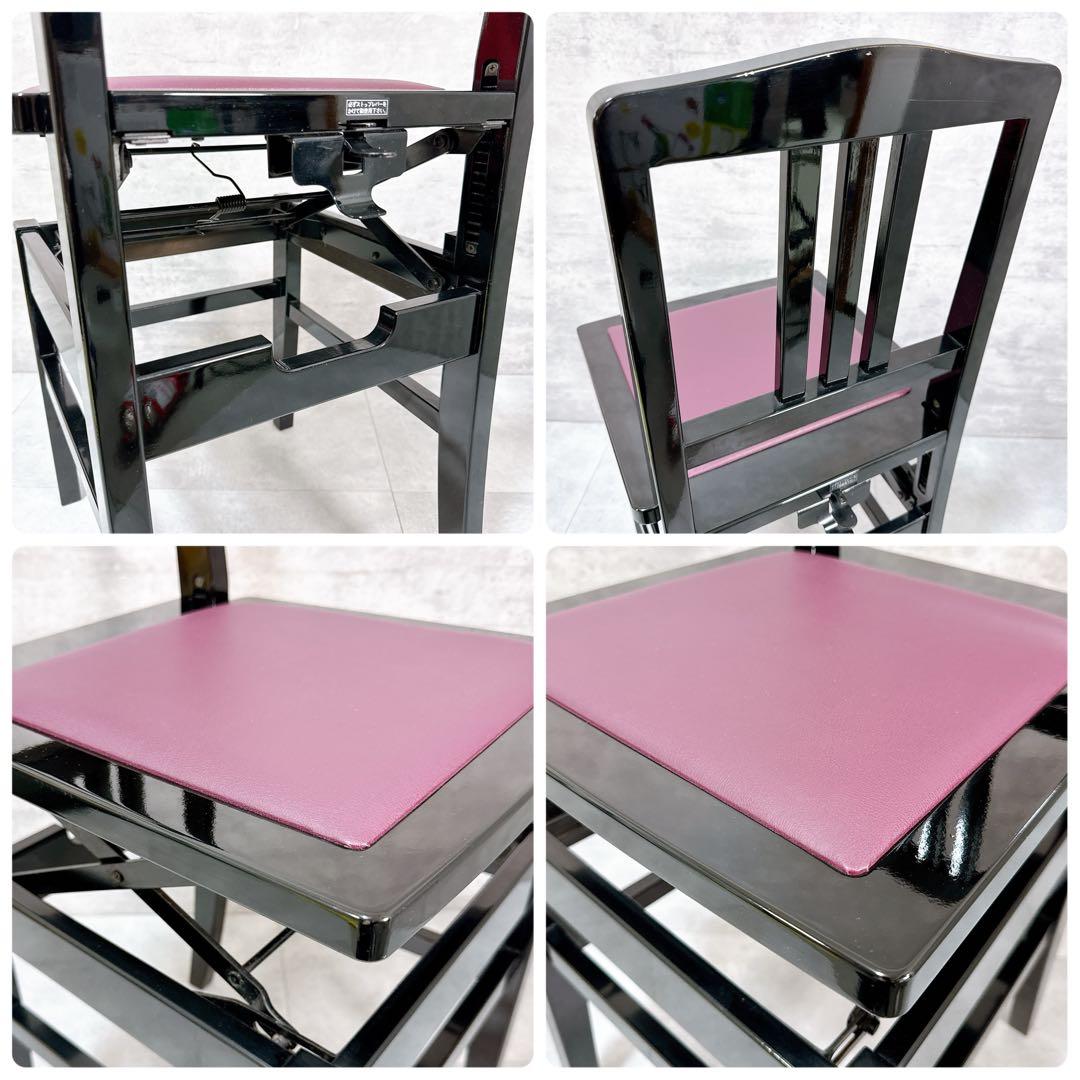 【美品】ピアノ椅子 トムソン椅子 高さ調整可能 アップライトピアノ【K678】