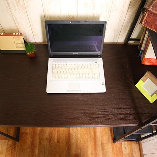 《新品・送料無料》ラック付きデスク ルール 奥行64cm ダークブラウン