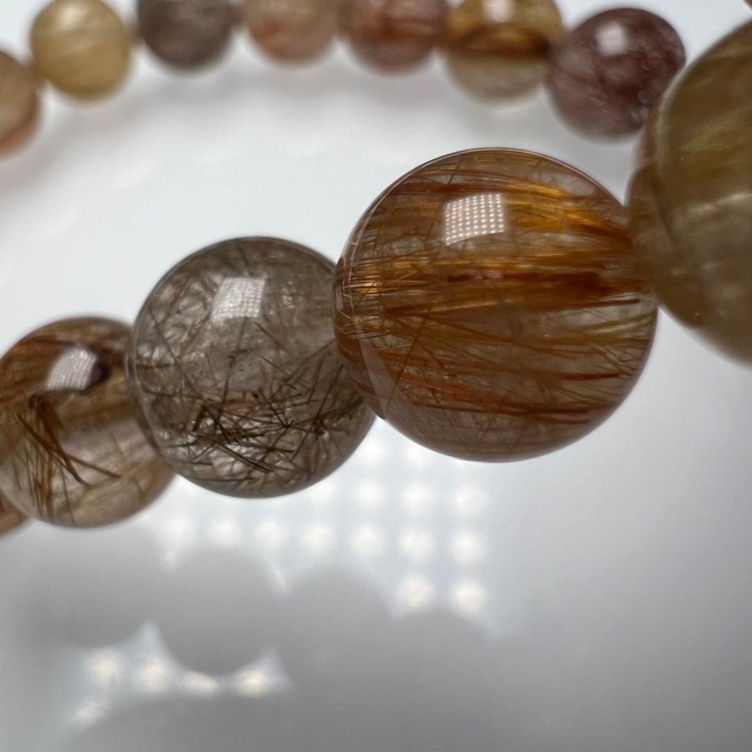 【612145】ミックスルチルクォーツ 8mm ブレスレットルチルクォーツ