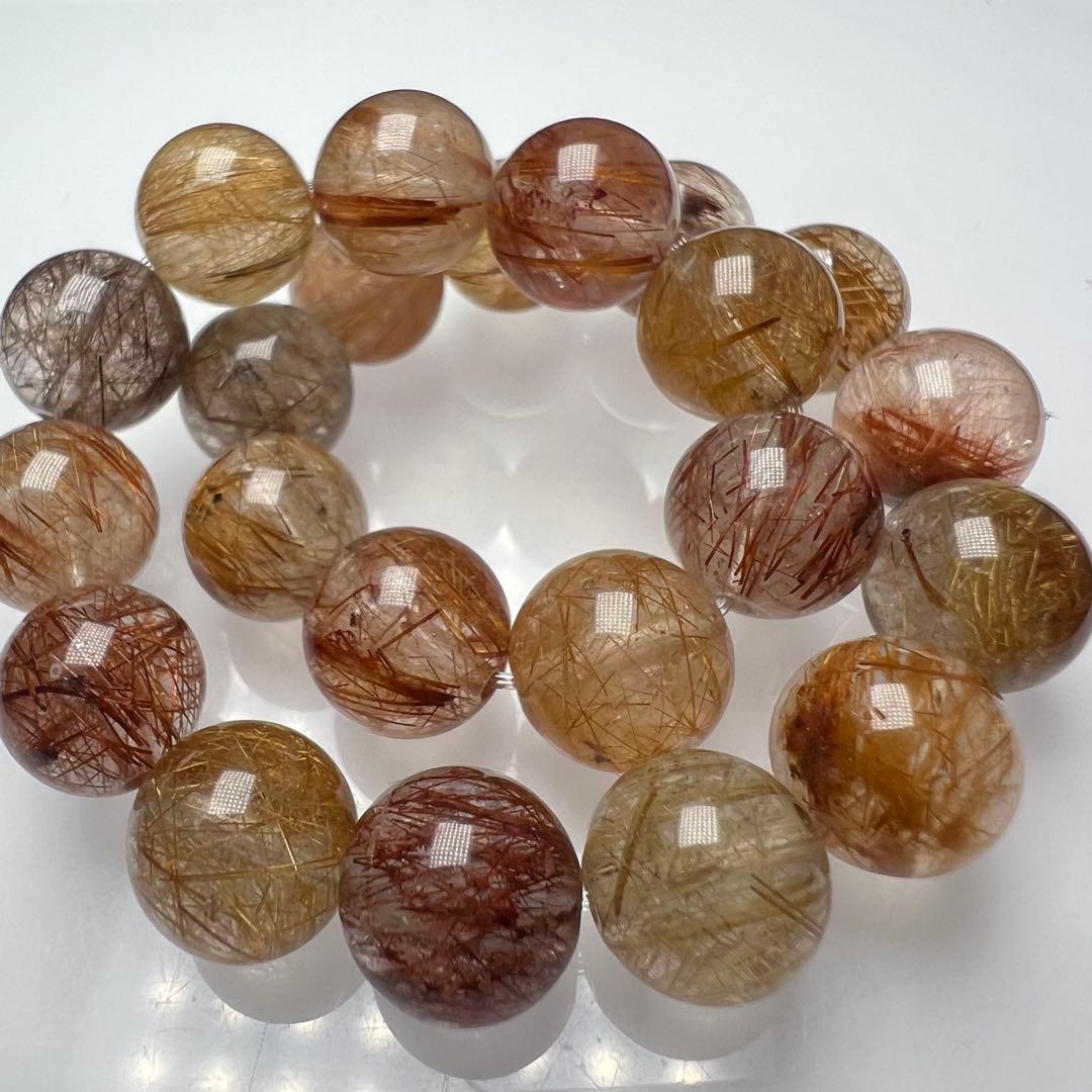 【612145】ミックスルチルクォーツ 8mm ブレスレットルチルクォーツ