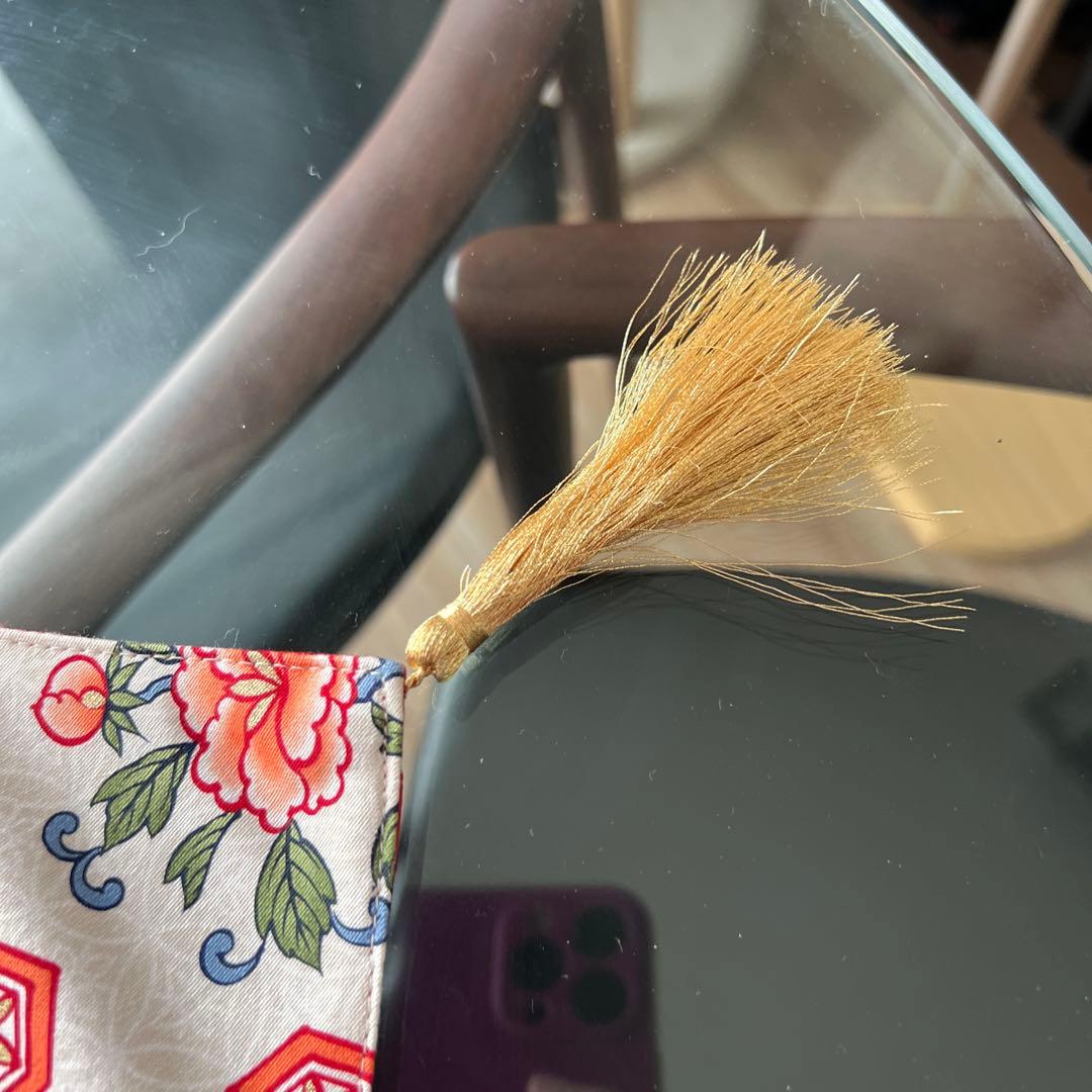 花柄タッセル付き中華風　テーブルセンター　源コレクション　テーブルランナー