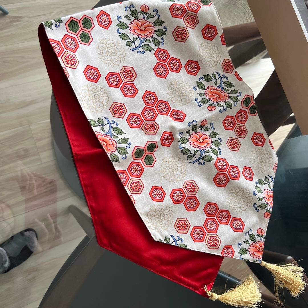 花柄タッセル付き中華風　テーブルセンター　源コレクション　テーブルランナー