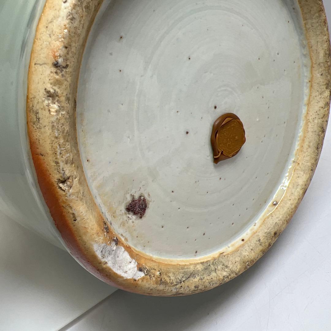 中国清時代　染付大文双耳　花瓶　高さ約42cm 東K8-0227②タルカニ