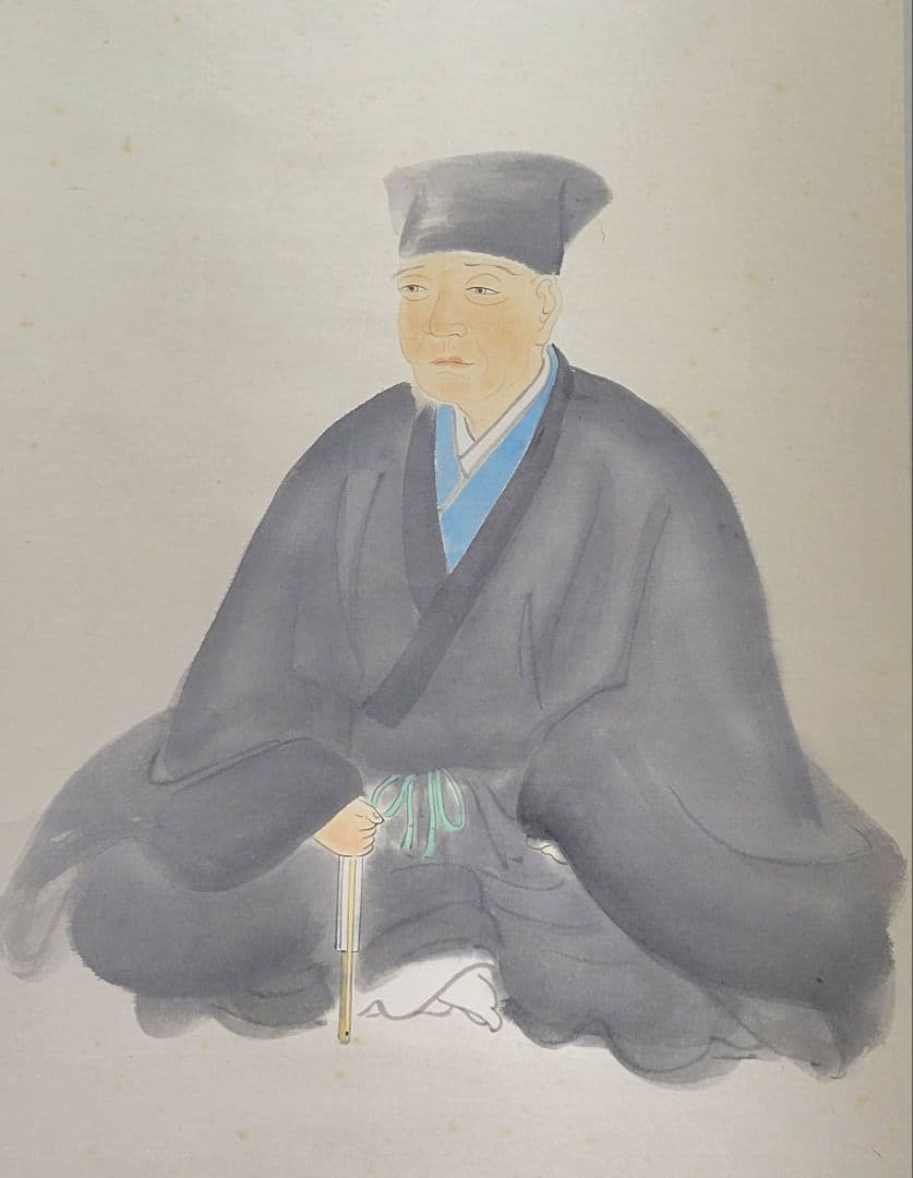 掛け軸　千利休像　作家印有　合わせ箱　茶道具　茶掛け