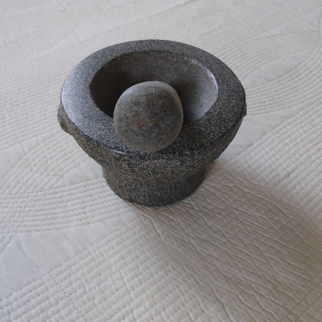 天然石すり鉢&すり棒セット 重量感　ザ　石感がたまらない 存在感お値下げ