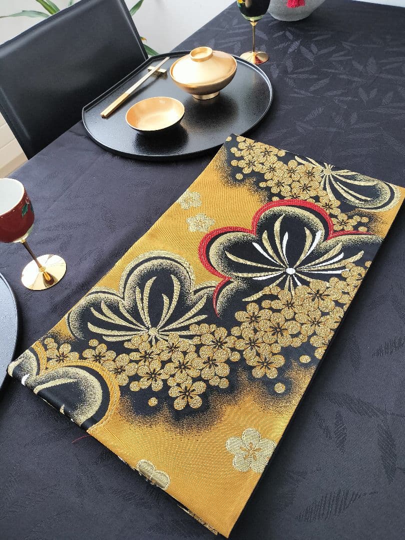 A834高級‼️全通帯‼️豪華刺繍‼️袋帯テーブルランナー2m12