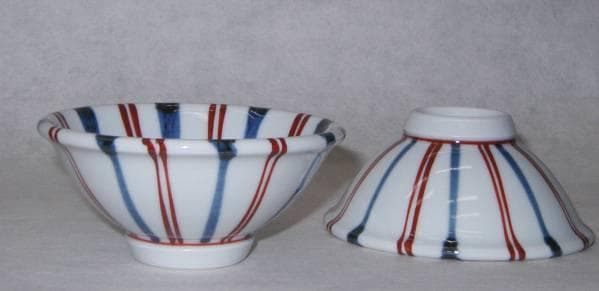 さくら様分 砥部焼「朝顔鉢（ゴス赤線）３，８寸」１ツ