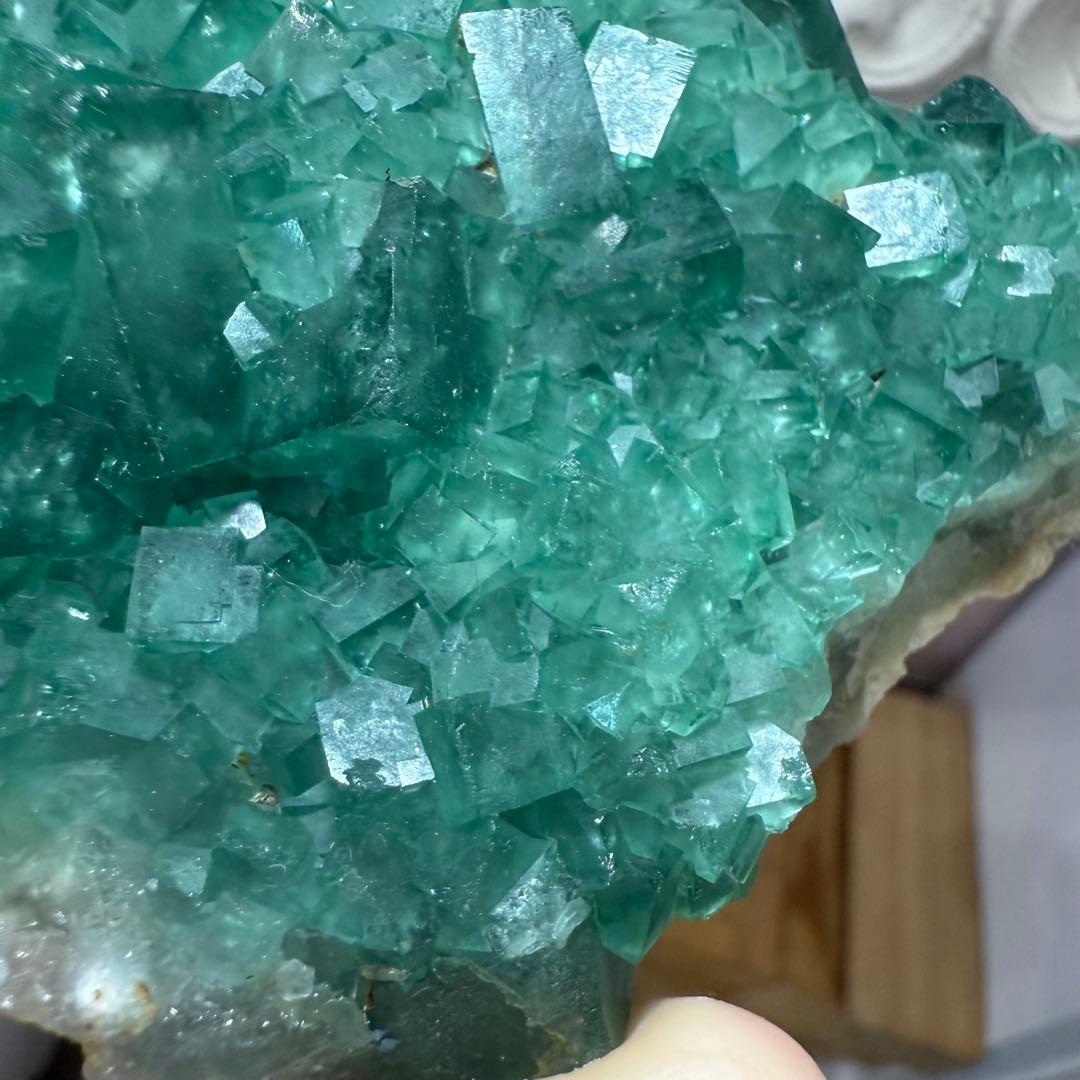 グリーンフローライトクラスター 314g 強蛍光　蛍石 原石　自然石③