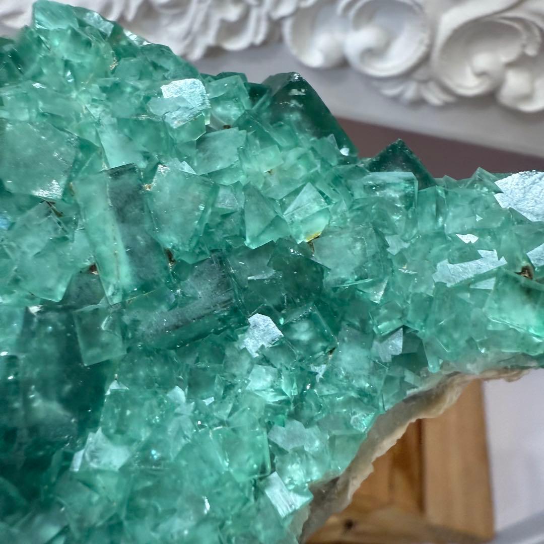 グリーンフローライトクラスター 314g 強蛍光　蛍石 原石　自然石③