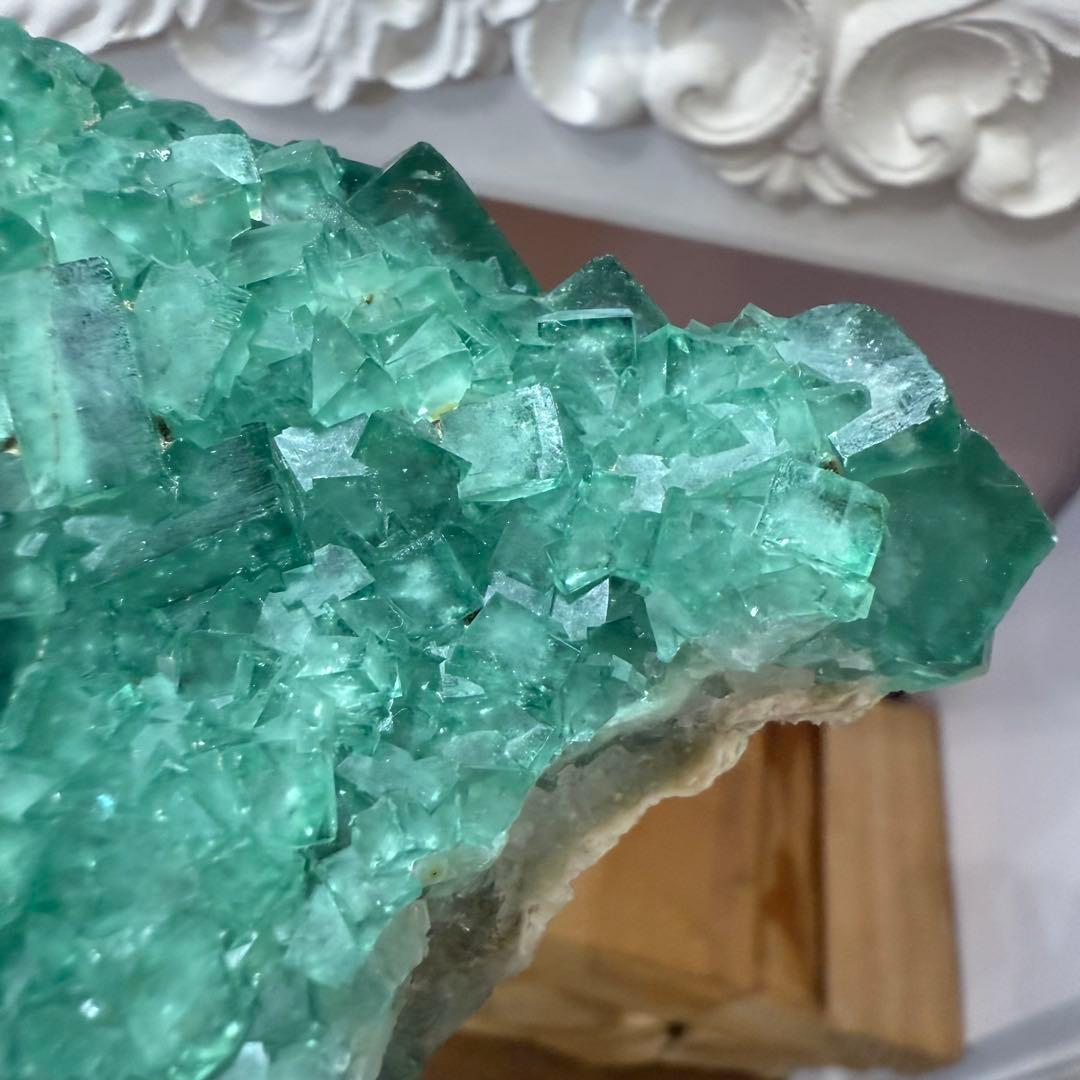 グリーンフローライトクラスター 314g 強蛍光　蛍石 原石　自然石③