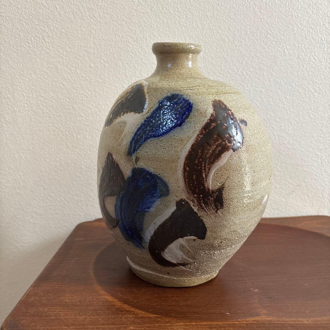 塩釉色差扁壺 濱田門窯 濱田晋作　濱田庄司　益子　民藝