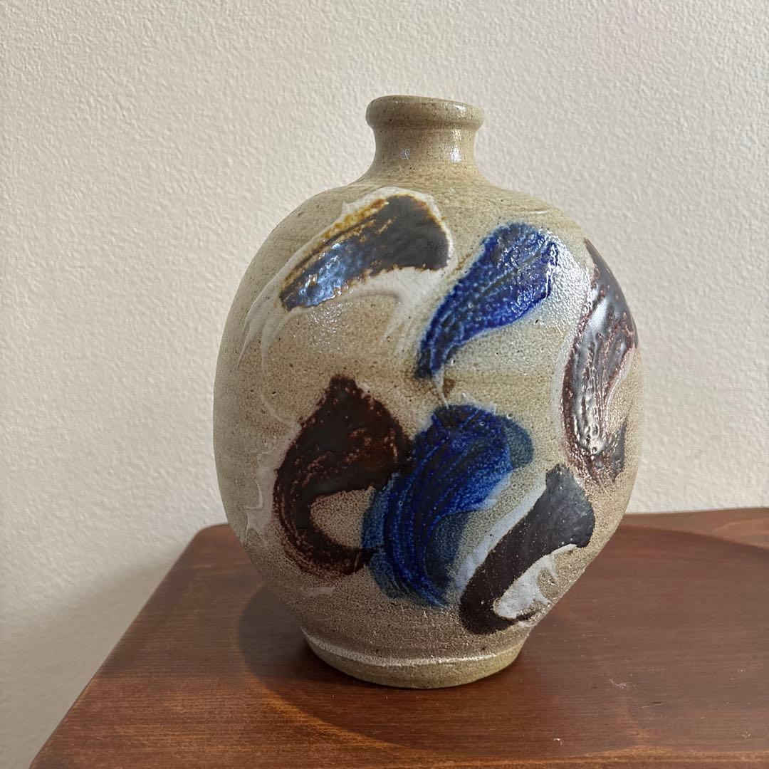 塩釉色差扁壺 濱田門窯 濱田晋作　濱田庄司　益子　民藝