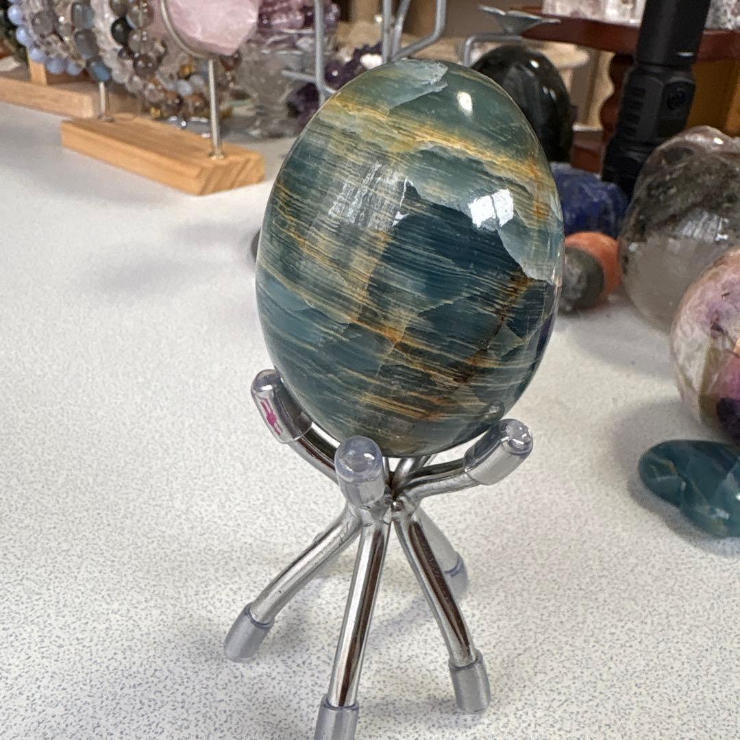 ブルーオニキスたまご型　エッグ　ミニハートおまけ付き