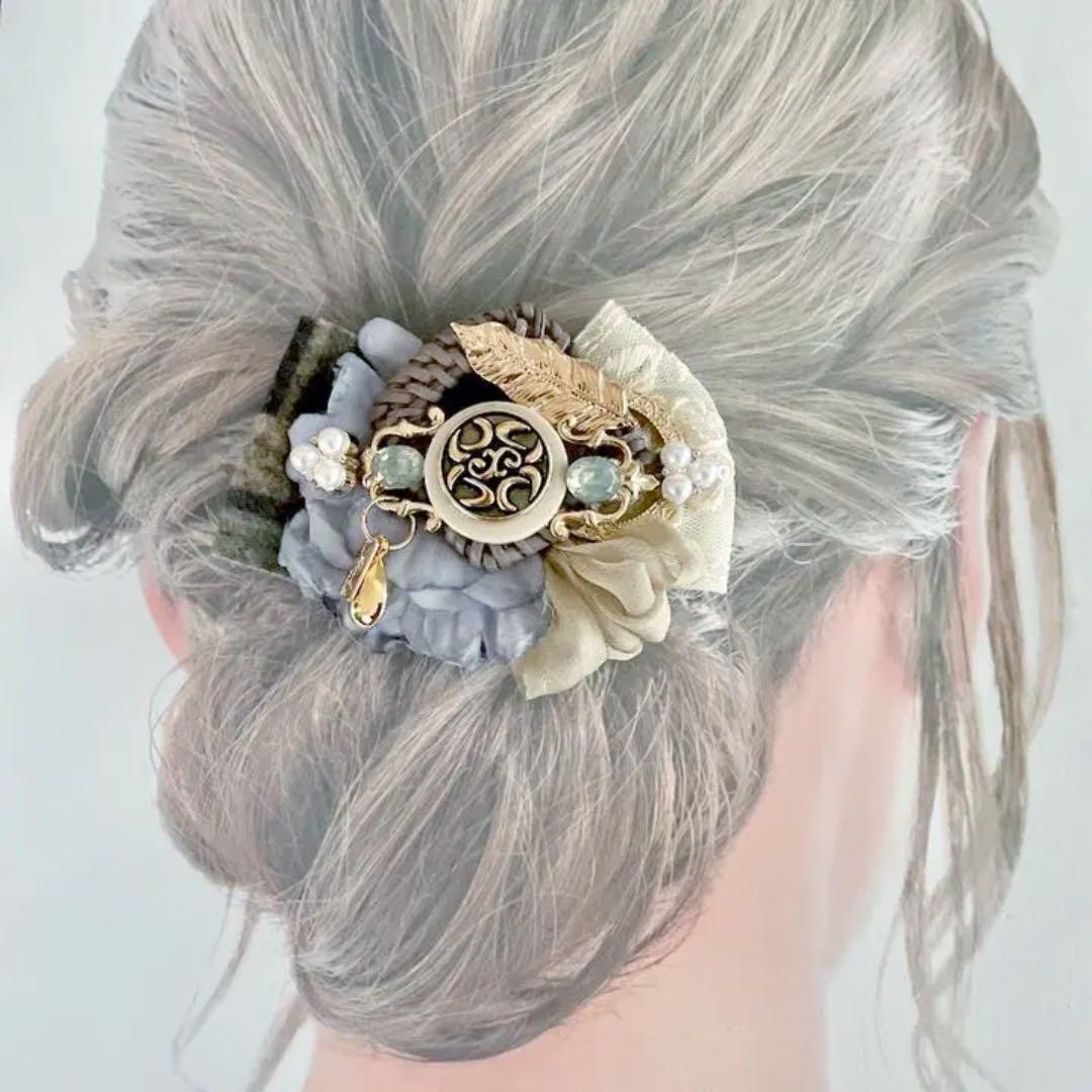 no.100 ハンドメイド✩.*˚アースカラーのハンサムヘアアクセサリー✩.*˚