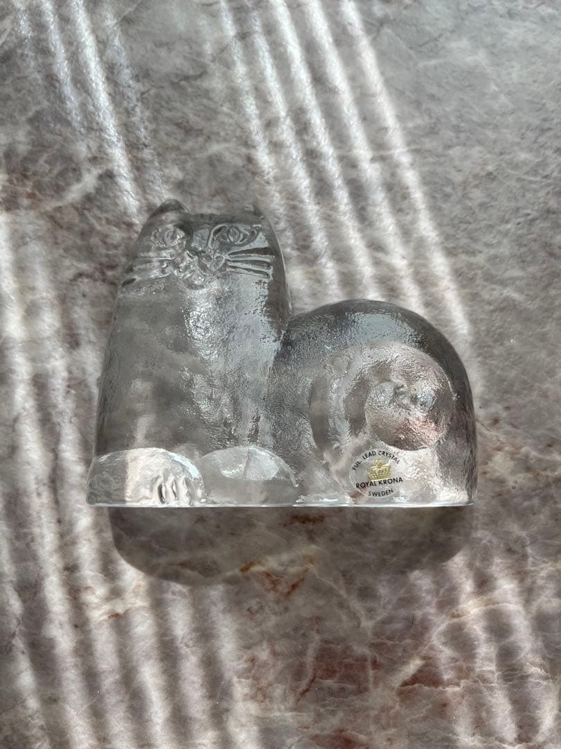  Krona リサ・ラーソン　クリスタルガラス製　猫