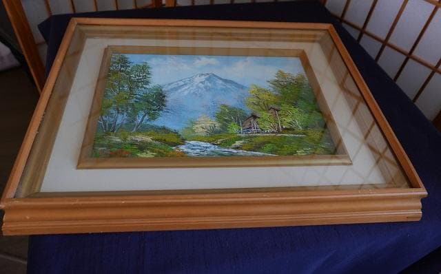 真作保証　佐合政　「有明山」　油絵　F４