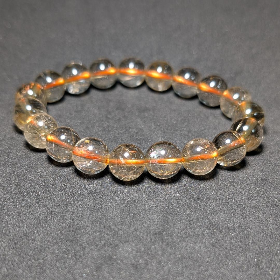 一点物 おすすめ ゴールドルチル ブレスレット 10ミリ 虹入り水晶 最強天然石