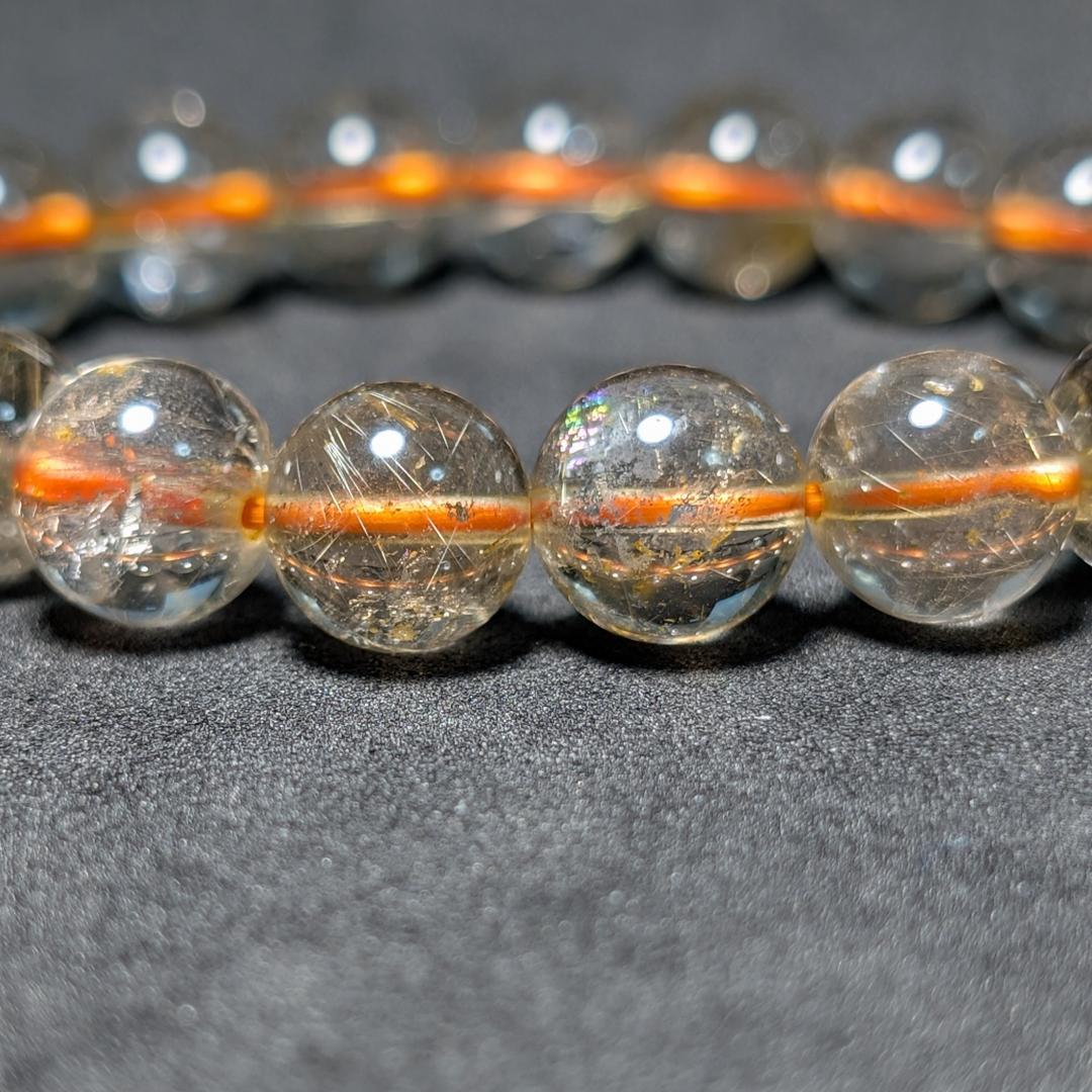 一点物 おすすめ ゴールドルチル ブレスレット 10ミリ 虹入り水晶 最強天然石