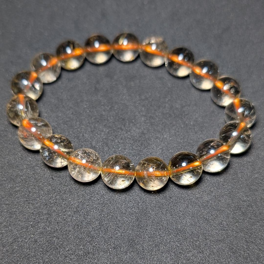 一点物 おすすめ ゴールドルチル ブレスレット 10ミリ 虹入り水晶 最強天然石